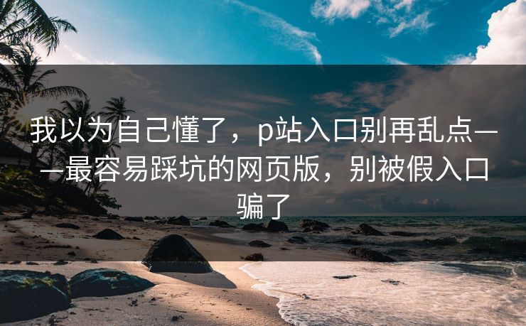 我以为自己懂了，p站入口别再乱点——最容易踩坑的网页版，别被假入口骗了