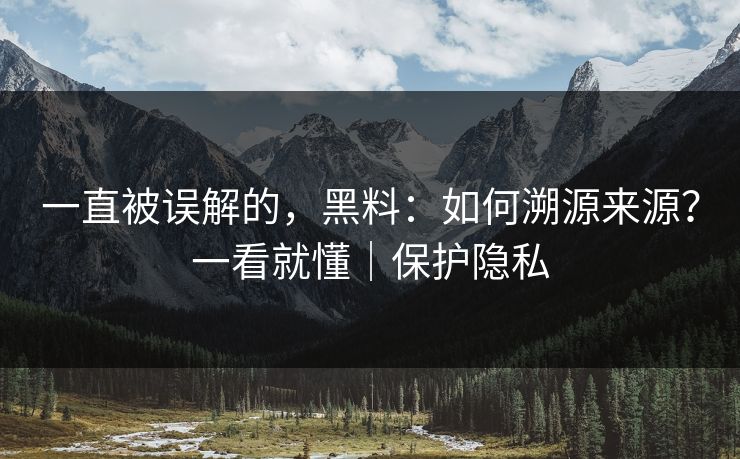 一直被误解的，黑料：如何溯源来源？一看就懂｜保护隐私