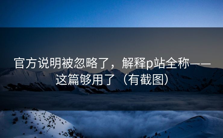 官方说明被忽略了，解释p站全称——这篇够用了（有截图）