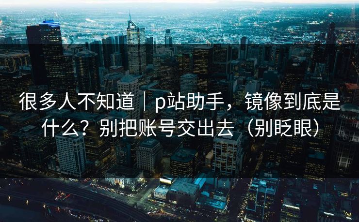 很多人不知道｜p站助手，镜像到底是什么？别把账号交出去（别眨眼）