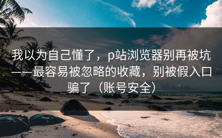 我以为自己懂了，p站浏览器别再被坑——最容易被忽略的收藏，别被假入口骗了（账号安全）
