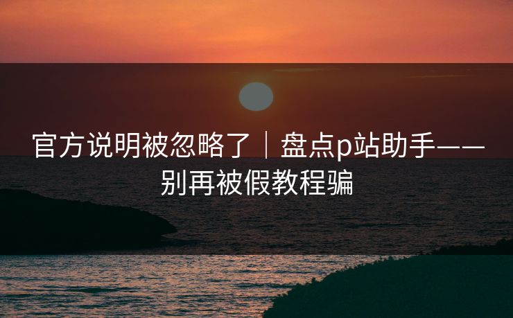 官方说明被忽略了｜盘点p站助手——别再被假教程骗