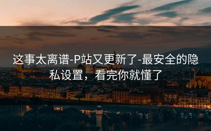 这事太离谱-P站又更新了-最安全的隐私设置，看完你就懂了