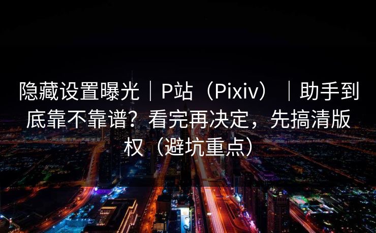 隐藏设置曝光｜P站（Pixiv）｜助手到底靠不靠谱？看完再决定，先搞清版权（避坑重点）