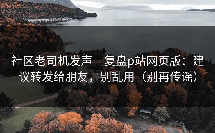 社区老司机发声｜复盘p站网页版：建议转发给朋友，别乱用（别再传谣）