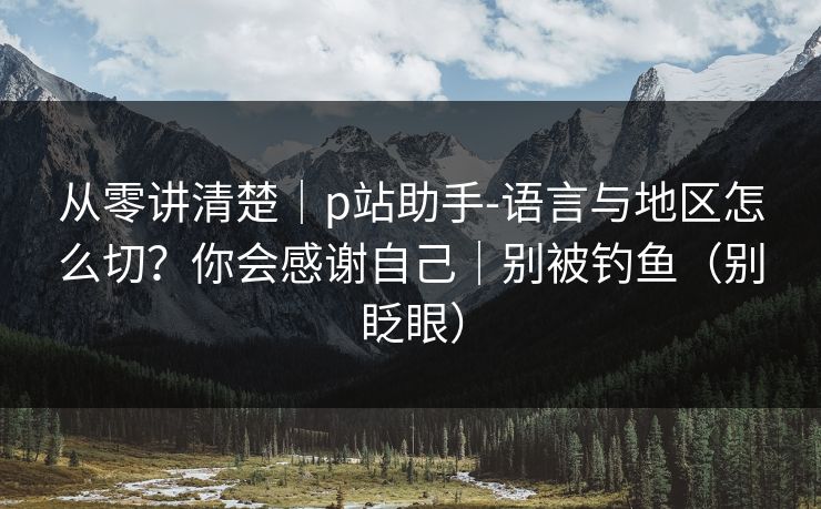 从零讲清楚｜p站助手-语言与地区怎么切？你会感谢自己｜别被钓鱼（别眨眼）